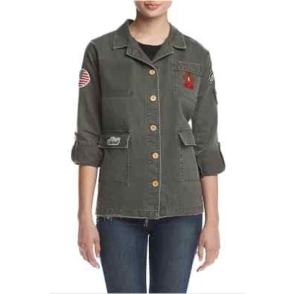 Living Doll Los Angeles Olive Green Utility Jacket Nashville Patch Womens Small